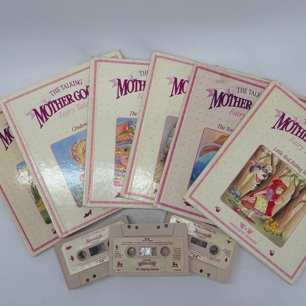 The Talking Mother Goose WOW Lot of 6 Books 5 Cassette Tapes